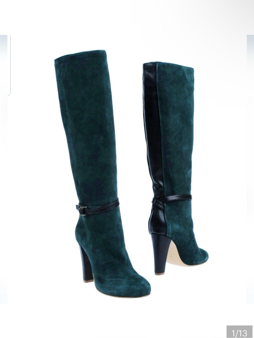 Euc Space Style Concept Teal Green Suede Knee-High Boots Retail $689